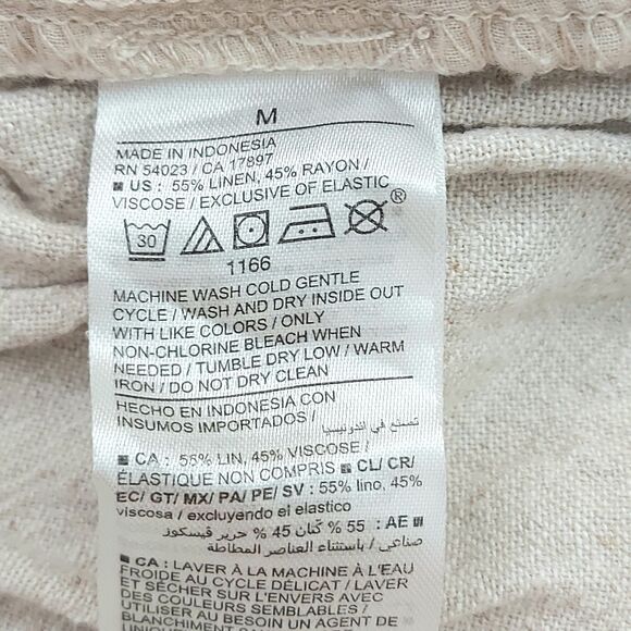 Old Navy Jumpsuit Womens Medium Beige Fit & Flare Linen Blend Beach Coastal - Picture 9 of 12